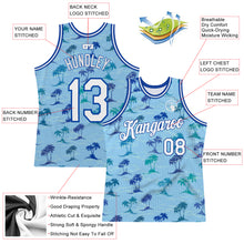 Load image into Gallery viewer, Custom Light Blue White-Royal 3D Pattern Hawaii Palm Trees Authentic Basketball Jersey
