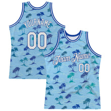 Laden Sie das Bild in den Galerie-Viewer, Custom Light Blue White-Royal 3D Pattern Hawaii Palm Trees Authentic Basketball Jersey
