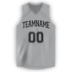 Custom Gray Black V-Neck Basketball Jersey
