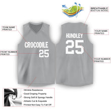 Load image into Gallery viewer, Custom Gray White V-Neck Basketball Jersey
