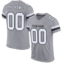 Load image into Gallery viewer, Custom Light Gray White-Black Mesh Authentic Football Jersey
