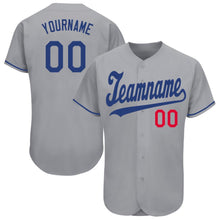 Load image into Gallery viewer, Custom Gray Royal-Red Baseball Jersey
