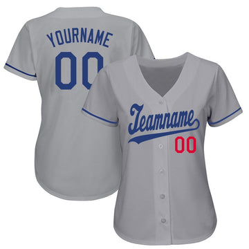 Custom Gray Royal-Red Baseball Jersey