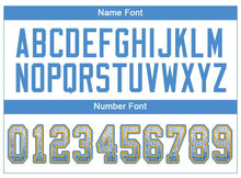 Load image into Gallery viewer, Custom White Powder Blue-Gold Mesh Drift Fashion Football Jersey
