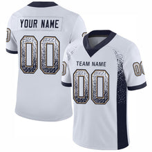 Load image into Gallery viewer, Custom White Navy-Old Gold Mesh Drift Fashion Football Jersey
