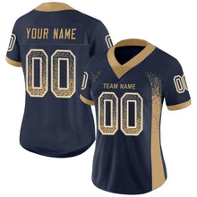 Load image into Gallery viewer, Custom Navy Old Gold-White Mesh Drift Fashion Football Jersey
