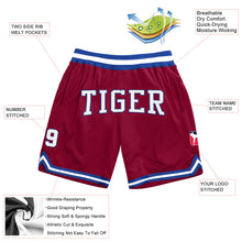Laden Sie das Bild in den Galerie-Viewer, Custom Maroon White-Royal Authentic Throwback Basketball Shorts

