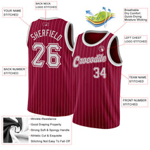 Загрузить изображение в средство просмотра галереи, Custom Maroon White Pinstripe Gray-White Authentic Basketball Jersey
