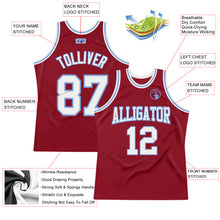 Load image into Gallery viewer, Custom Maroon White-Light Blue Authentic Throwback Basketball Jersey
