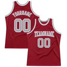 Load image into Gallery viewer, Custom Maroon Gray-White Authentic Throwback Basketball Jersey
