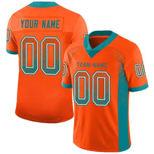 Load image into Gallery viewer, Custom Orange Aqua-White Mesh Drift Fashion Football Jersey
