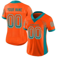 Load image into Gallery viewer, Custom Orange Aqua-White Mesh Drift Fashion Football Jersey
