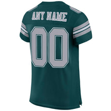 Load image into Gallery viewer, Custom Midnight Green Light Gray-White Mesh Authentic Football Jersey
