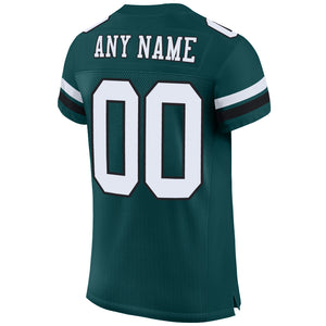 Custom Midnight Green White-Black Mesh Authentic Football Jersey