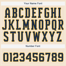Load image into Gallery viewer, Custom Cream Navy-Gold Baseball Jersey
