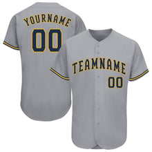 Загрузить изображение в средство просмотра галереи, Custom Gray Navy-Gold Baseball Jersey
