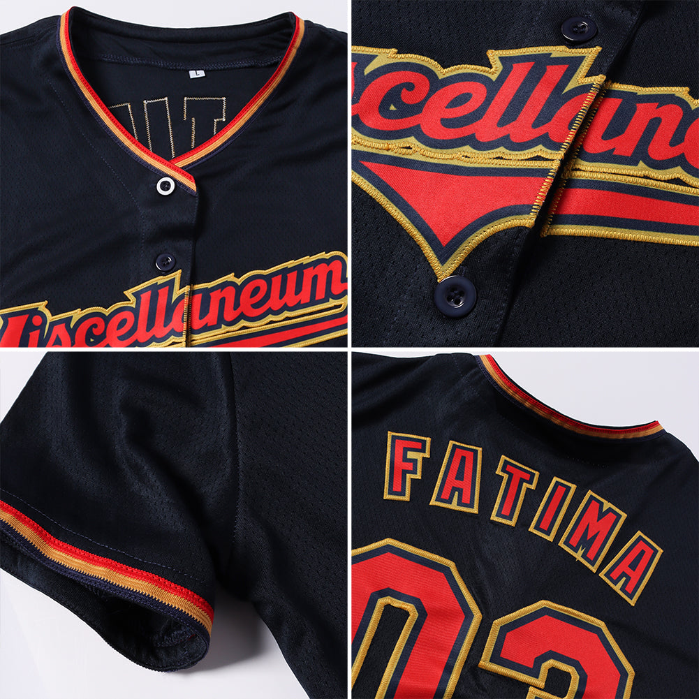 Custom Navy Red-Old Gold Baseball Jersey – CustomJerseysPro