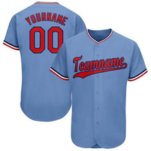 Load image into Gallery viewer, Custom Light Blue Red-Navy Baseball Jersey
