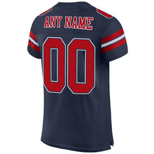 Load image into Gallery viewer, Custom Navy Red-White Mesh Authentic Football Jersey
