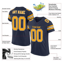 Charger l&#39;image dans la galerie, Custom Navy Gold-White Mesh Authentic Football Jersey

