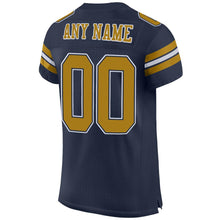 Load image into Gallery viewer, Custom Navy Old Gold-White Mesh Authentic Football Jersey
