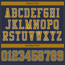 Load image into Gallery viewer, Custom Navy Old Gold-White Mesh Authentic Football Jersey
