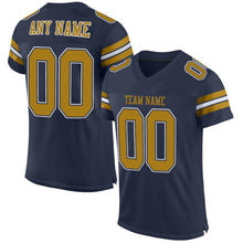 Load image into Gallery viewer, Custom Navy Old Gold-White Mesh Authentic Football Jersey
