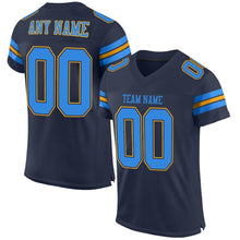 Load image into Gallery viewer, Custom Navy Powder Blue-Gold Mesh Authentic Football Jersey
