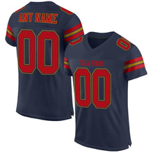 Load image into Gallery viewer, Custom Navy Red-Old Gold Mesh Authentic Football Jersey
