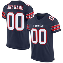 Load image into Gallery viewer, Custom Navy White-Red Mesh Authentic Football Jersey
