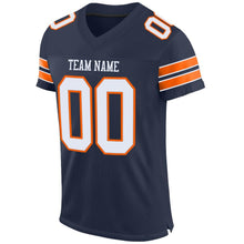 Load image into Gallery viewer, Custom Navy White-Orange Mesh Authentic Football Jersey
