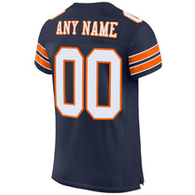 Load image into Gallery viewer, Custom Navy White-Orange Mesh Authentic Football Jersey
