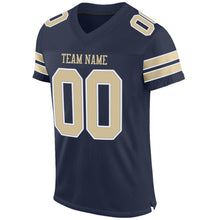 Load image into Gallery viewer, Custom Navy Vegas Gold-White Mesh Authentic Football Jersey
