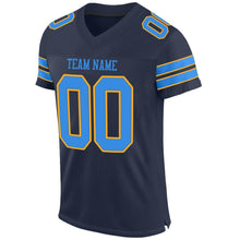 Load image into Gallery viewer, Custom Navy Powder Blue-Gold Mesh Authentic Football Jersey
