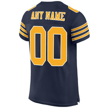 Load image into Gallery viewer, Custom Navy Gold-White Mesh Authentic Football Jersey
