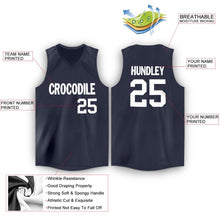 Load image into Gallery viewer, Custom Navy White V-Neck Basketball Jersey
