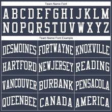 Load image into Gallery viewer, Custom Navy White Round Neck Suit Basketball Jersey
