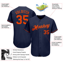 Load image into Gallery viewer, Custom Navy Orange Authentic Baseball Jersey
