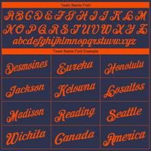 Load image into Gallery viewer, Custom Navy Orange Authentic Baseball Jersey
