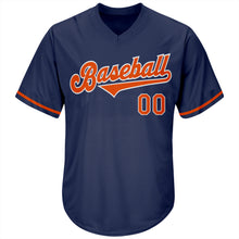 Laden Sie das Bild in den Galerie-Viewer, Custom Navy Orange-White Authentic Throwback Rib-Knit Baseball Jersey Shirt
