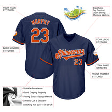 Laden Sie das Bild in den Galerie-Viewer, Custom Navy Orange-White Authentic Throwback Rib-Knit Baseball Jersey Shirt
