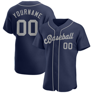 Custom Navy Gray Authentic Baseball Jersey