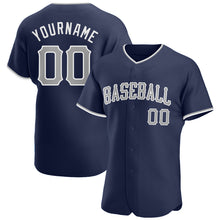 Load image into Gallery viewer, Custom Navy Gray-White Authentic Baseball Jersey
