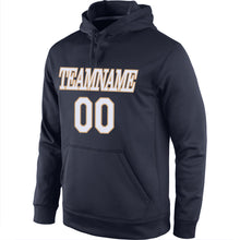 Load image into Gallery viewer, Custom Stitched Navy White-Old Gold Sports Pullover Sweatshirt Hoodie
