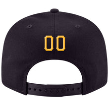 Load image into Gallery viewer, Custom Navy Gold-White Stitched Adjustable Snapback Hat
