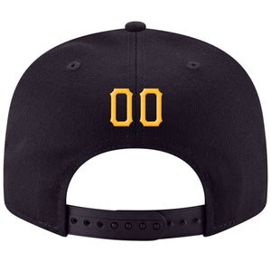 Custom Navy Gold-White Stitched Adjustable Snapback Hat