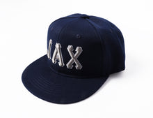 Load image into Gallery viewer, Custom Navy Gray-White Stitched Adjustable Snapback Hat
