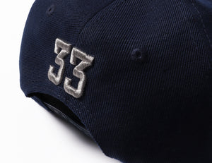 Custom Navy Gray-White Stitched Adjustable Snapback Hat