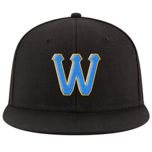 Load image into Gallery viewer, Custom Navy Powder Blue-Gold Stitched Adjustable Snapback Hat

