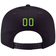 Laden Sie das Bild in den Galerie-Viewer, Custom Navy Neon Green-White Stitched Adjustable Snapback Hat
